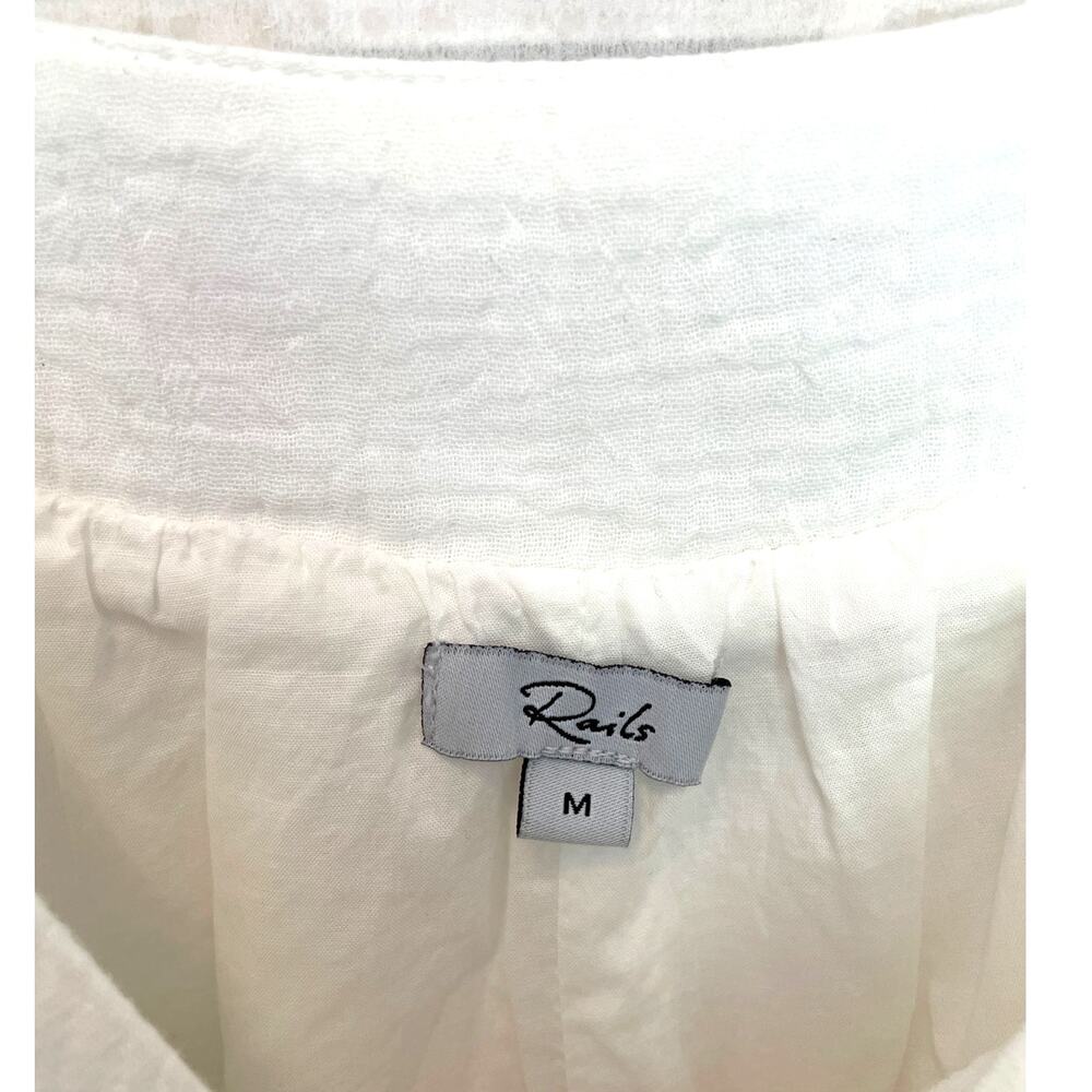 Rails Valentina Dress M White Cotton Gauze Tiered Mini Lined Square Neck Boho - Picture 4 of 6